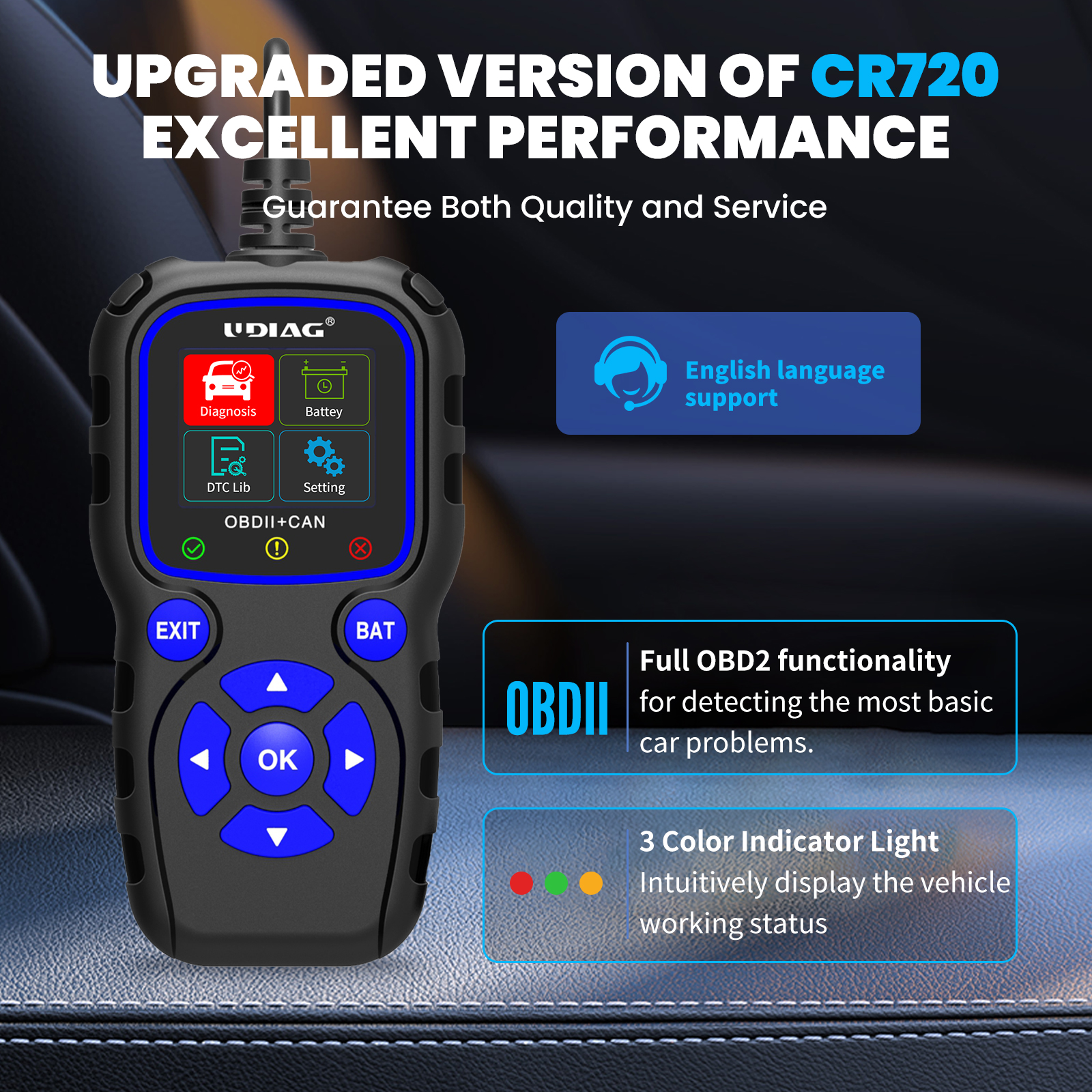 UDIAG CR720 OBD2 Scanner Car Code Reader For All Cars