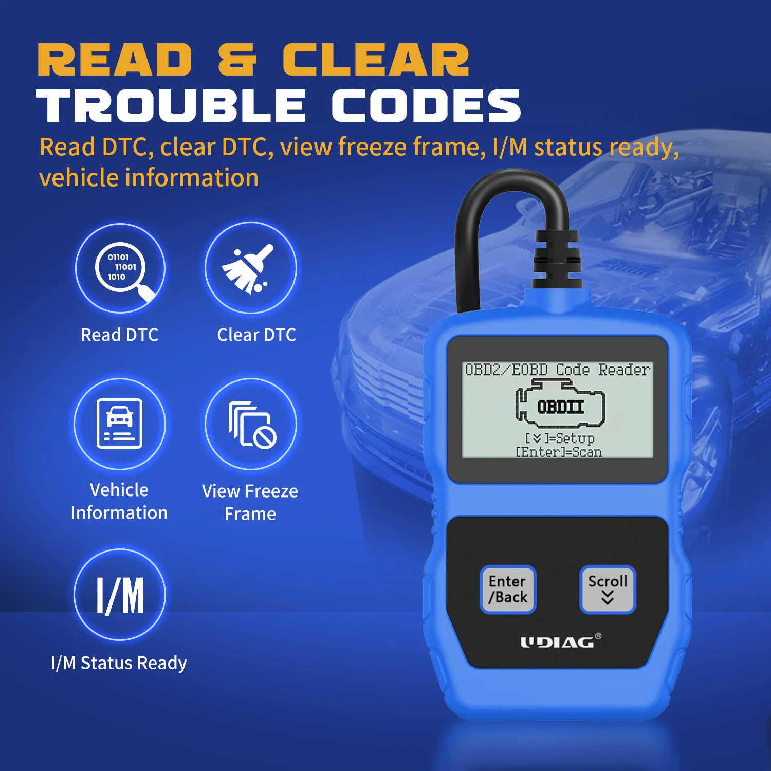 CR200 car code reader with multilingual diagnostic support